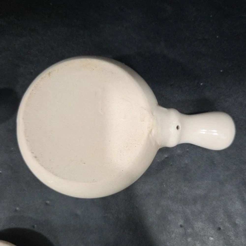 Ceramic Soup Bowls With Handles & Lids, Set of 2, Replacement Cream/Brown Crocks
